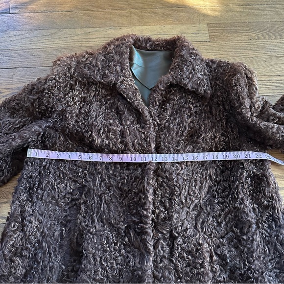 incredible vintage authentic Persian lamb chocolate brown fur swinger coat M-/L - Picture 7 of 12